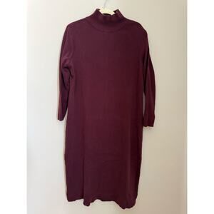 Peruvian Connection Pima Cotton Mock Neck Sweater Dress | XL | Burgundy
